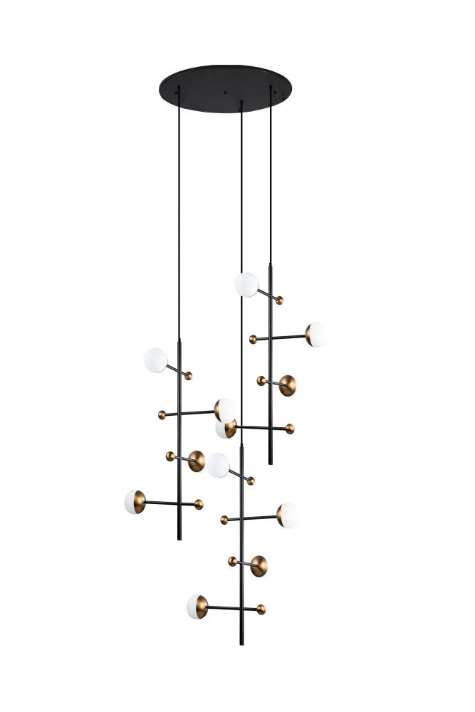 DNA Chandelier Aged Brass/Black