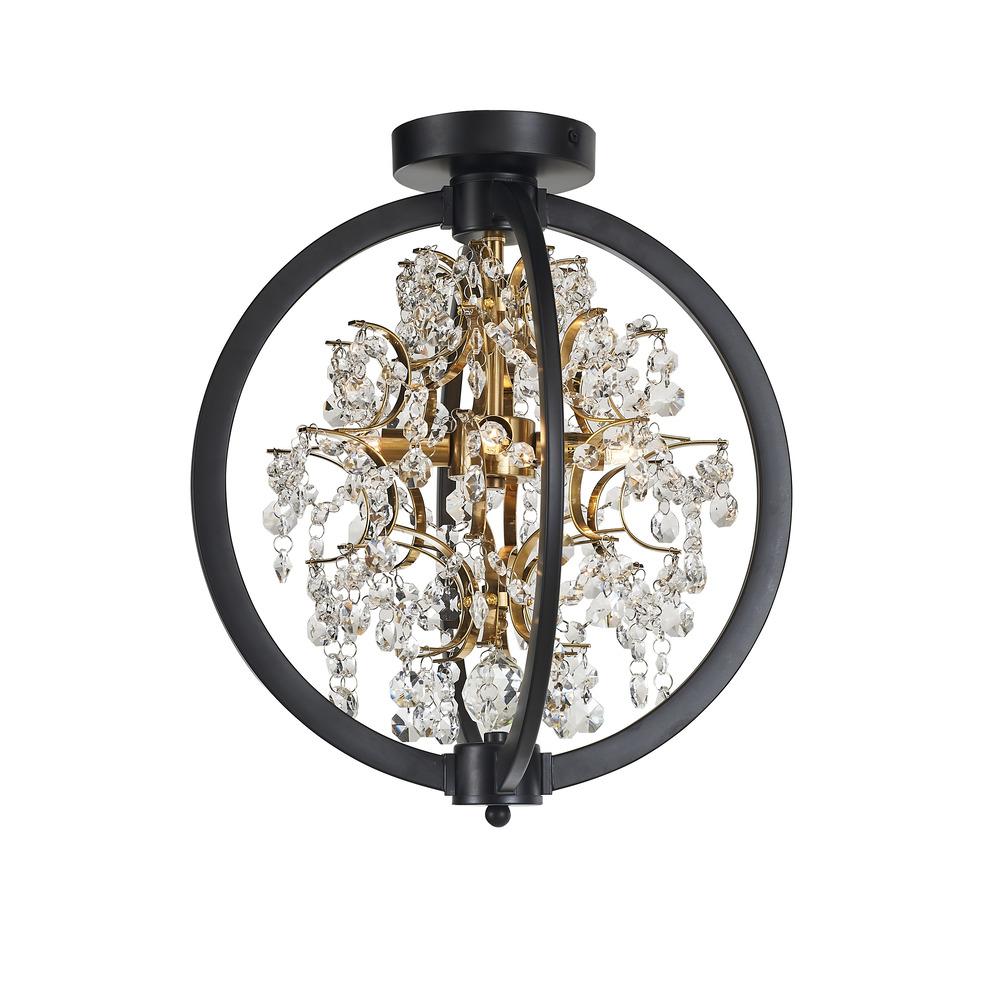 Avista Belair Semi -Flush 14" Black & Gold