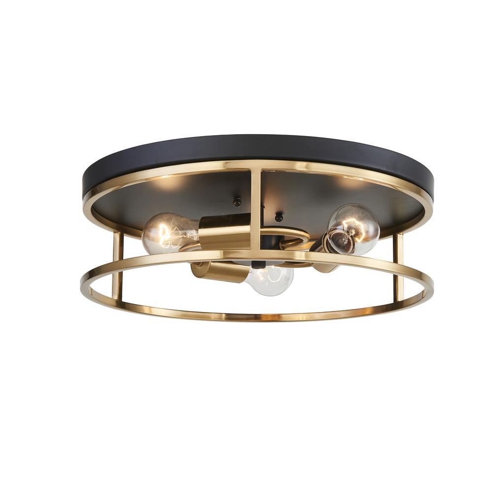 Avista Easton Flush Mount Round 3-Light Black & Gold