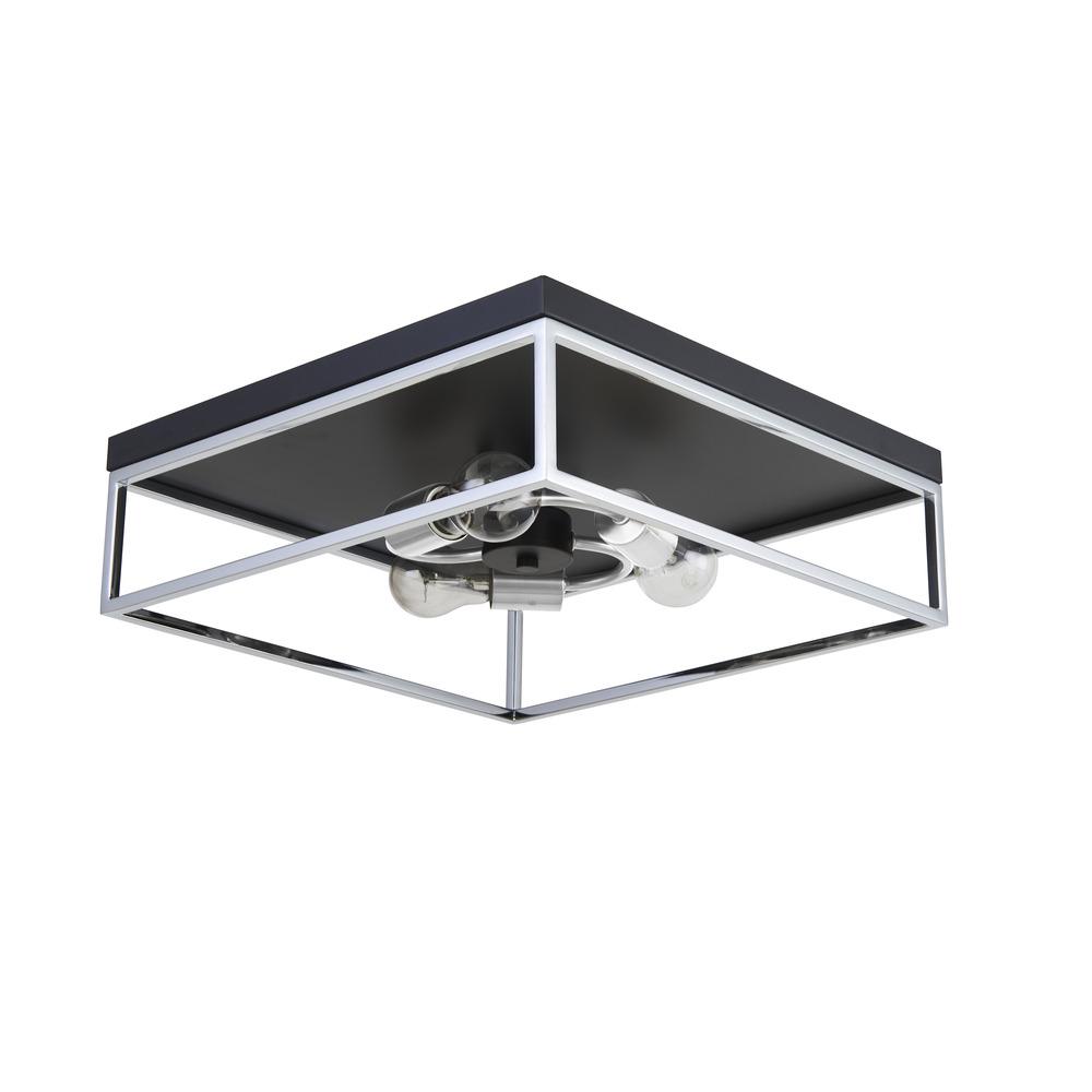 Avista Easton Flush Mount Square 3-Light Black & Chrome