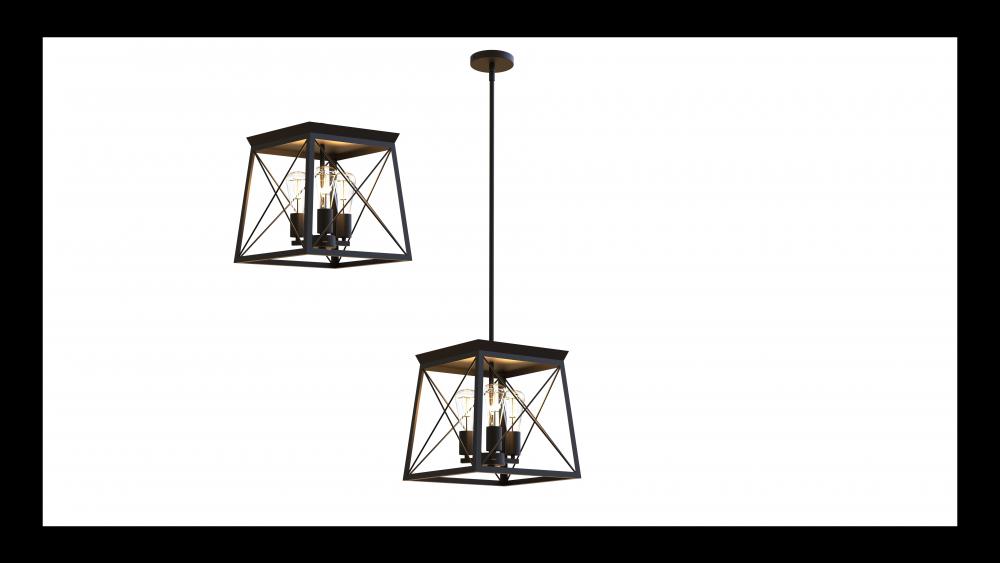 13" Dual mount Pendant 3x60 W Medium Base can be mounted as Pendant and a Flush Mount