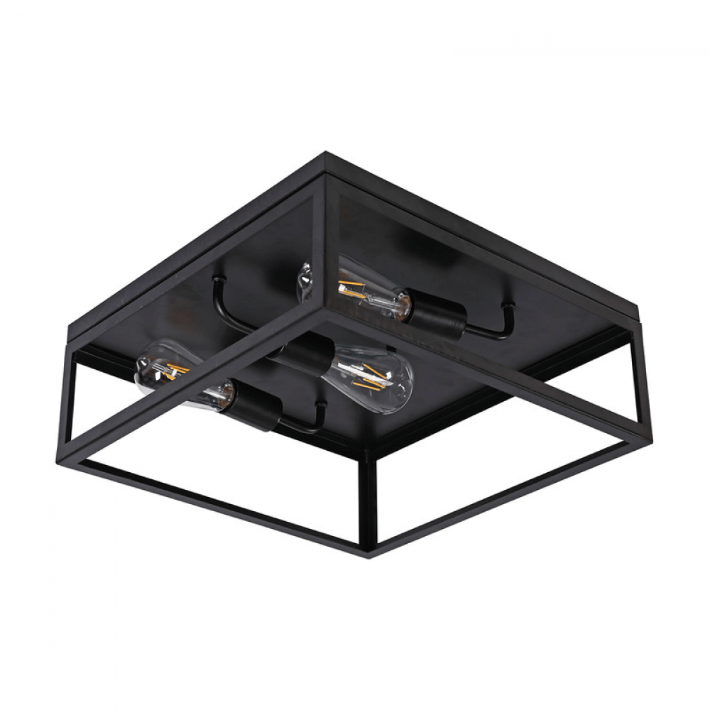 16" 3x60 W Medium Base Flush Mount in black finish with replaceable socket