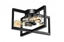 Lit Up Lighting LIT3341BK-SN - 14" 3x60 W Semi-Flush Mount in black finish with Satin Nickel Socket