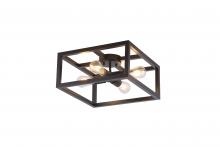 Lit Up Lighting LIT3341BK-BK - 14" 3x60 W Semi-Flush Mount in black finish with Black Socket