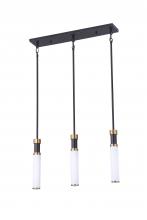 Lit Up Lighting LIT6834BK+GD-OP - 25" 3 Light Multi -Head Pendant Light With 3x25 W E26 Medium Base frame in Black finish