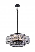 Lit Up Lighting LIT7434BK-CRY - 22" 6x60W E26 Pendant in black finish with K9Crystal comes with 3x12", 1x6", 1x3" Pi