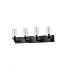 Lit Up Lighting LIT4024BK+MC-CL - 4x60 E12, 4-Light Vanity in Black finish with replaceable multi color sockets included