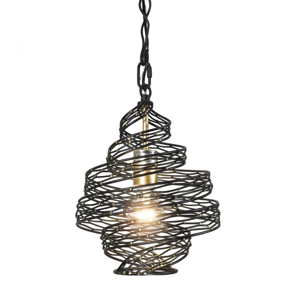 Flow 1-Lt Twist Mini Pendant - Matte Black/French Gold