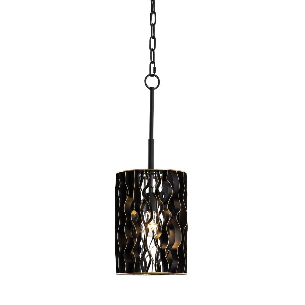 Estela 1-Lt Mini Pendant - Matte Black/French Gold