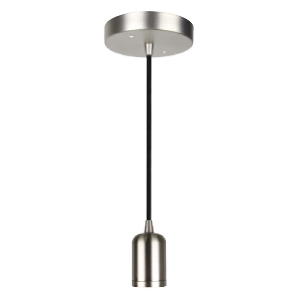 DECORATIVE PENDANTS SOCKET MODERN STYLE SERIES 100 BRUSHED NICKEL CANOPY AND SOCKET AND BLACK