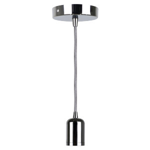 DECORATIVE PENDANTS SOCKET MODERN STYLE SERIES 100 CHROME CANOPY AND SOC KET AND SILVER 10 FT CABLE