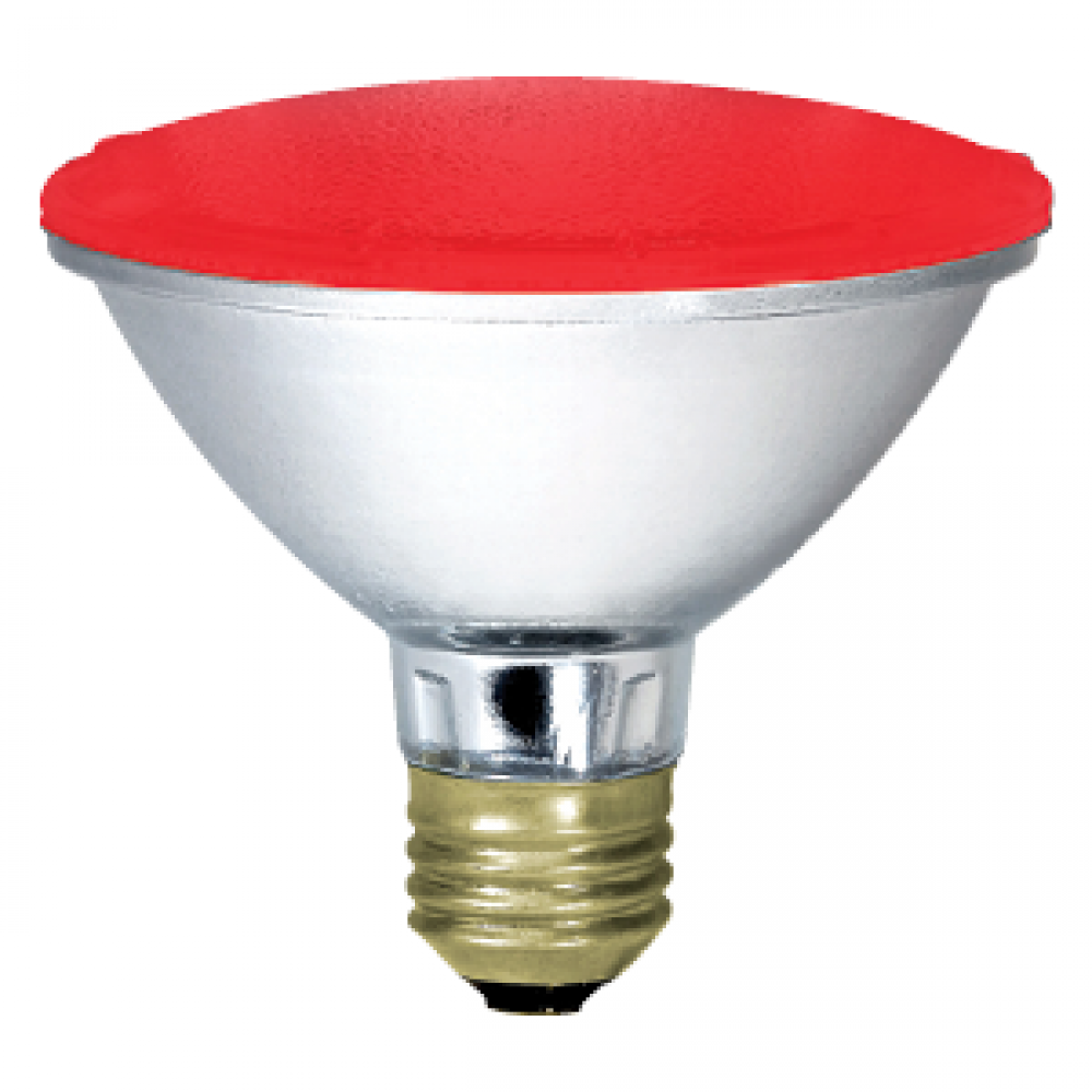 HALOGEN PAR30 50W 130V E26 30DEG FLOOD RED LENS STD