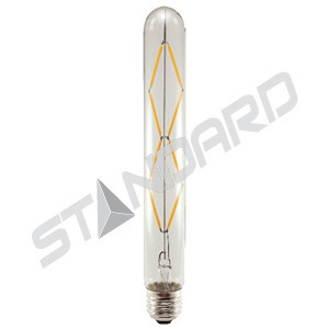 LED Filament Lamp T10 E26 Base 6W 120V 27K Clear Zig-Zag Dim Standard