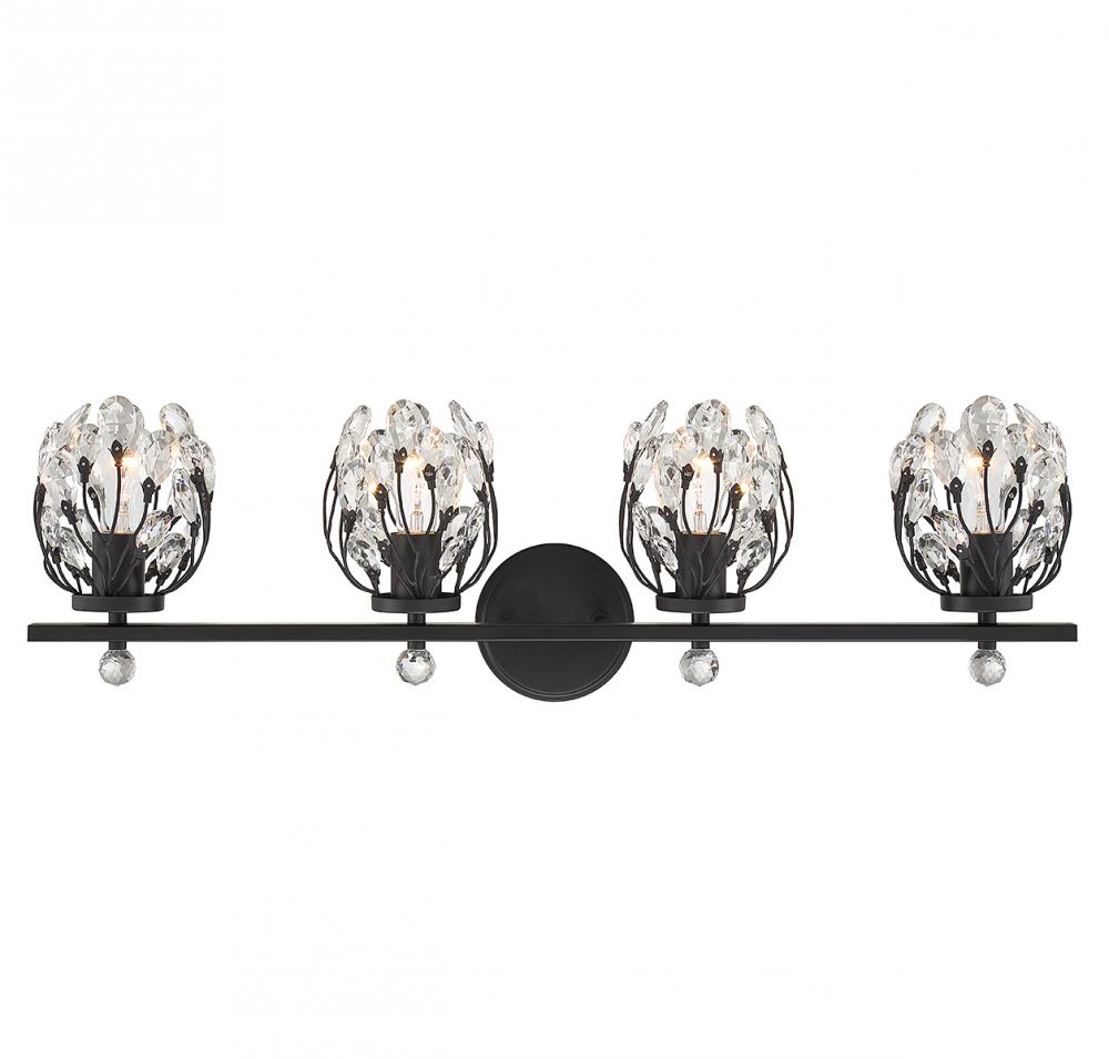 Moreno 4-Light Bathroom Vanity Light in Matte Black