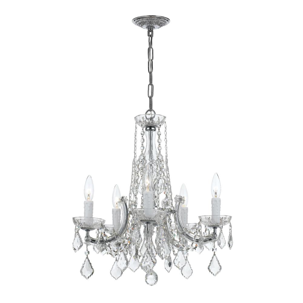 Maria Theresa 5 Light Hand Cut Crystal Polished Chrome Chandelier