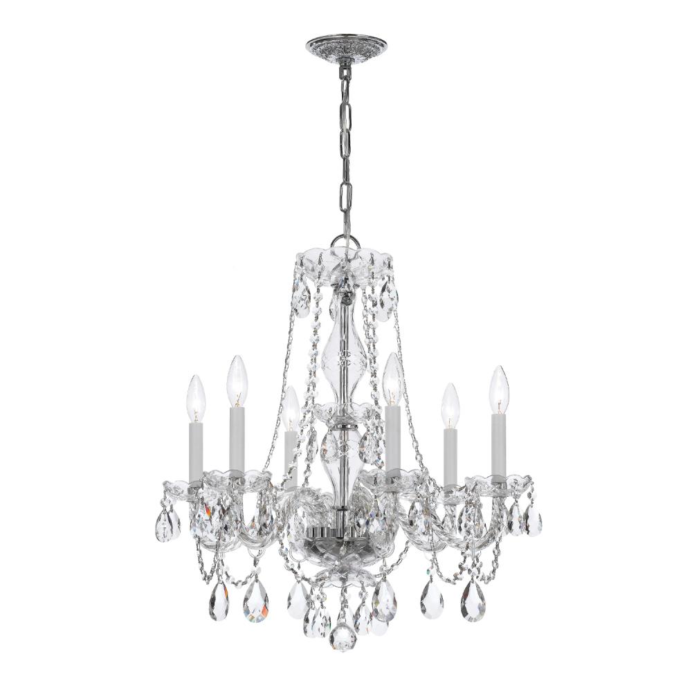 Traditional Crystal 6 Light Crystal Polished Chrome Chandelier