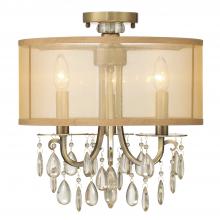 Crystorama 5623-AB_CEILING - Hampton 3 Light Antique Brass Etruscan Crystal Drum Shade Semi Flush Mount