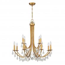 Crystorama 8829-GA-CL-MWP - Bridgehampton 12 Light Hand Cut Crystal Antique Gold Chandelier