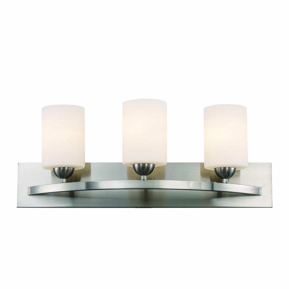 Moonlight 3-Light Frosted Glass Armed Vanity Wall Light