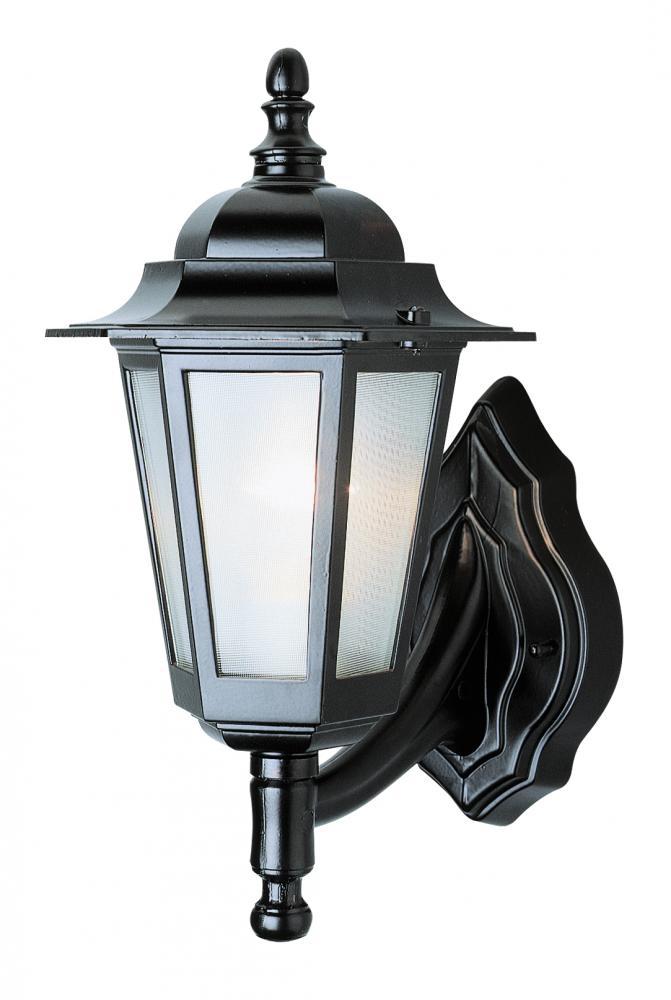 Alexander Outdoor 1-Light Frosted Glass and Metal Lantern with Scalloped Edge Wall Mount Plate