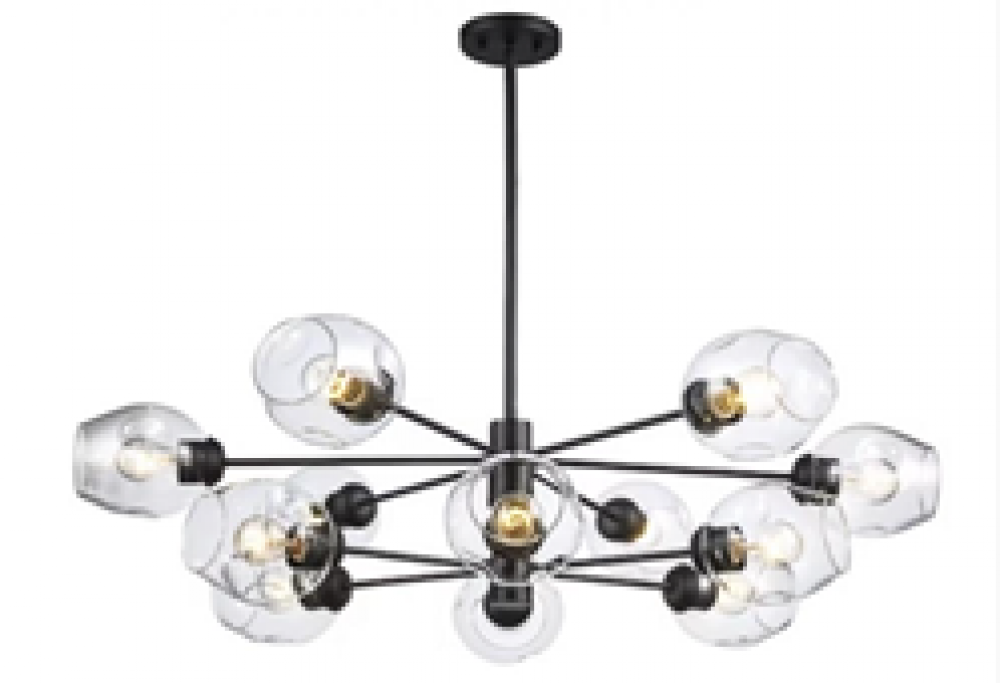 Clusters Collection 12-Light, 12-Shade Glass and Metal Mid-Century Style Sputnik Chandelier