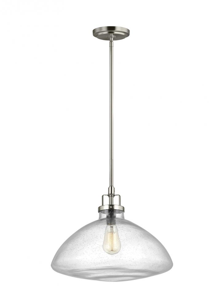 Belton transitional 1-light indoor dimmable ceiling hanging single pendant light in brushed nickel s