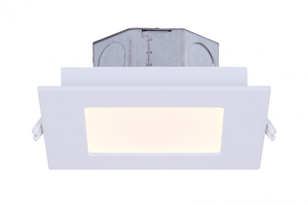 LED Recess Square Downlight, DL-4-9ER-WH-C -G-, 4 IN White Color Trim, 9W Dimmable, 3000K, 500 Lumen