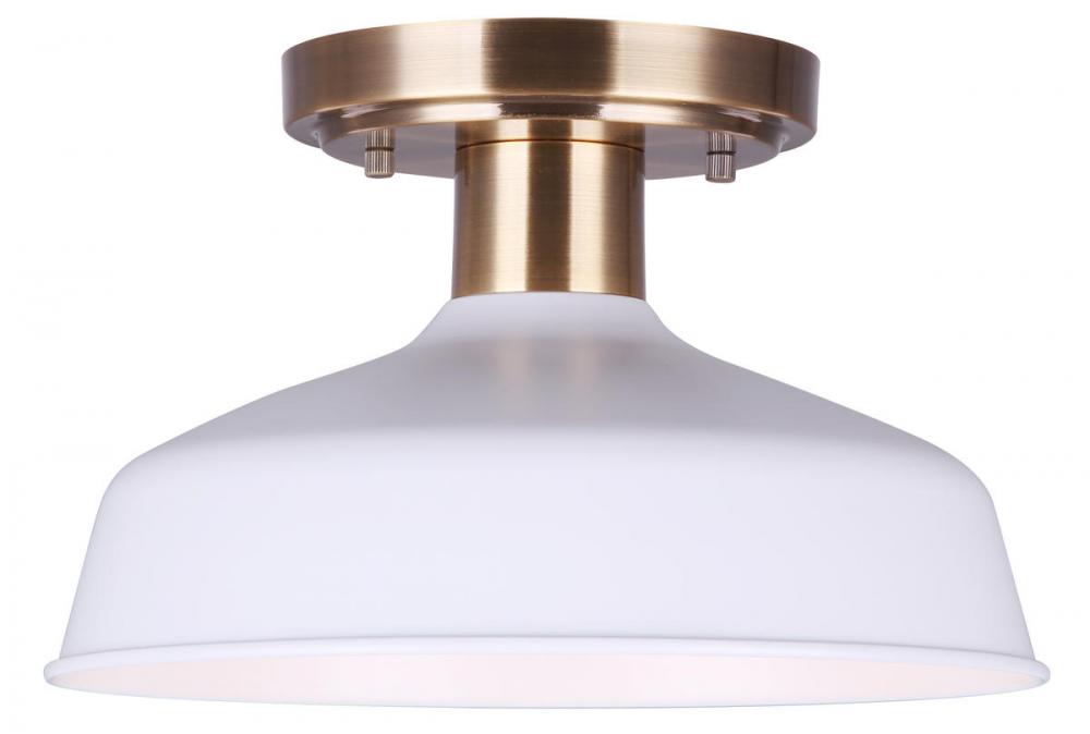 BELLO, ISF1055A01GDW, GD + WH Color, 1 Lt Semi-Flush, 60W Type A, 10.25" W x 6.5" H