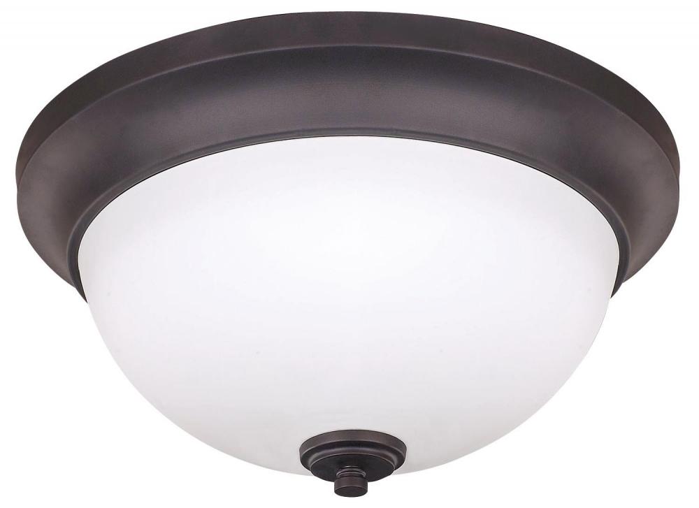 New Yorker, 2 Light Flush Mount, Flat Opal Glass, 60W Type A, 13" W x 6" H