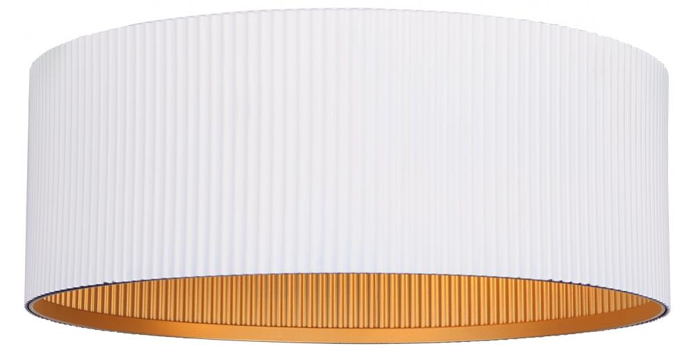 REXTON 13.875 in. 2-Light 60-Watt Contemporary Matte White Flush Mount with Matte White with Gold Me