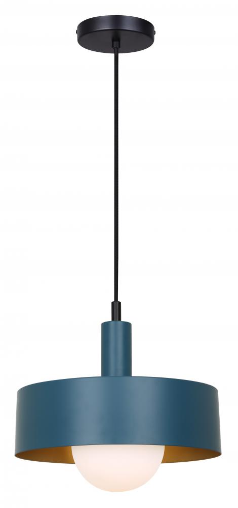 DAYLON 60-Watt 1 Light Matte Black Contemporary Pendant with Black Glass Shade