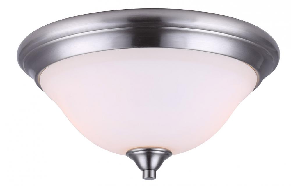 Rue, 2 Lt Flush mount, Flat Opal Glass, 60W Type A, 13 3/4" x 7"