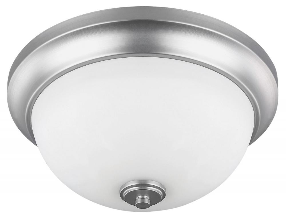 New Yorker, 2 Light Flush Mount, Flat Opal Glass, 60W Type A, 13" W x 6" H