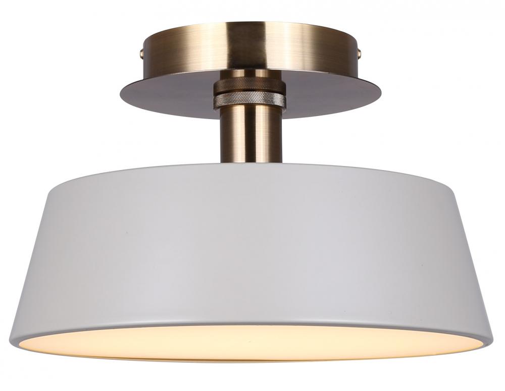 Jessa 12.75 in. 1 Light Integrated LED Matte Gray and Gold Transitional Flush Mount with Gray Metal