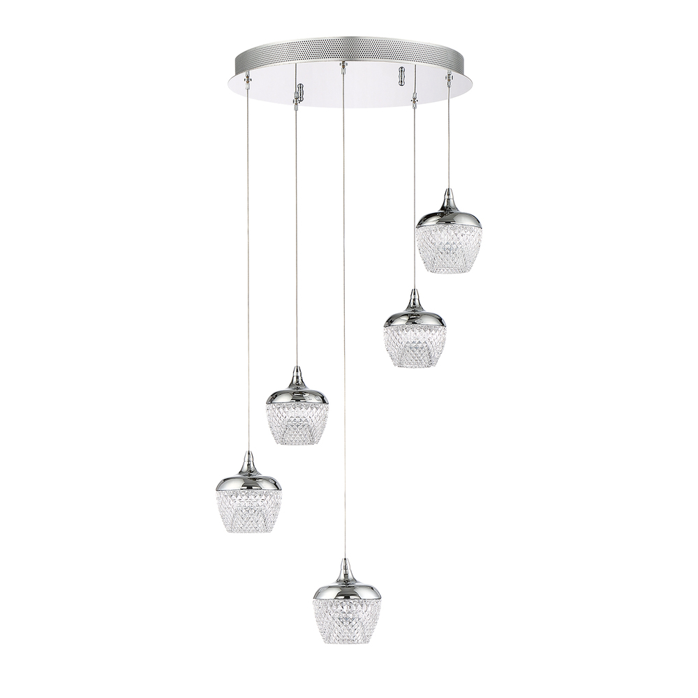 ARIKA series 25 Watt Black Stainless Integrated LED 5-Light Pendant Pan