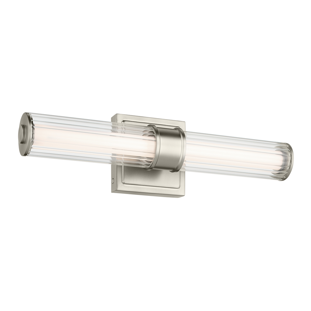 Laurene 18.5" Linear Bath Bar Small LED with Clear Fluted Glass in Brushed Nickel