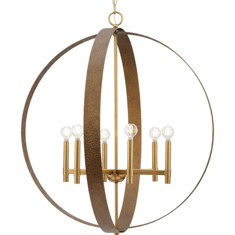 Allegheny Collection Six-Light Soft Gold Rustic Modern Pendant