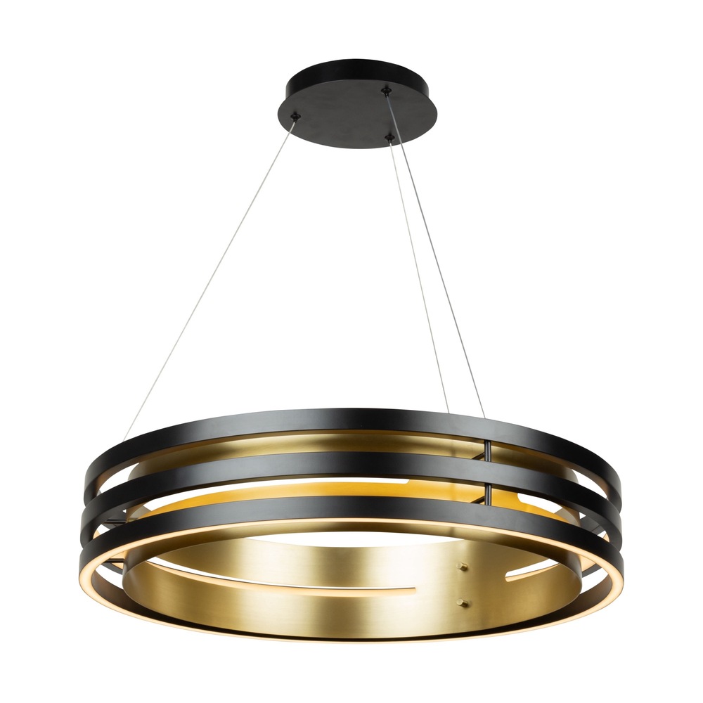 Toledo Collection 1-Light 25.5" Chandelier Black and Brushed Brass