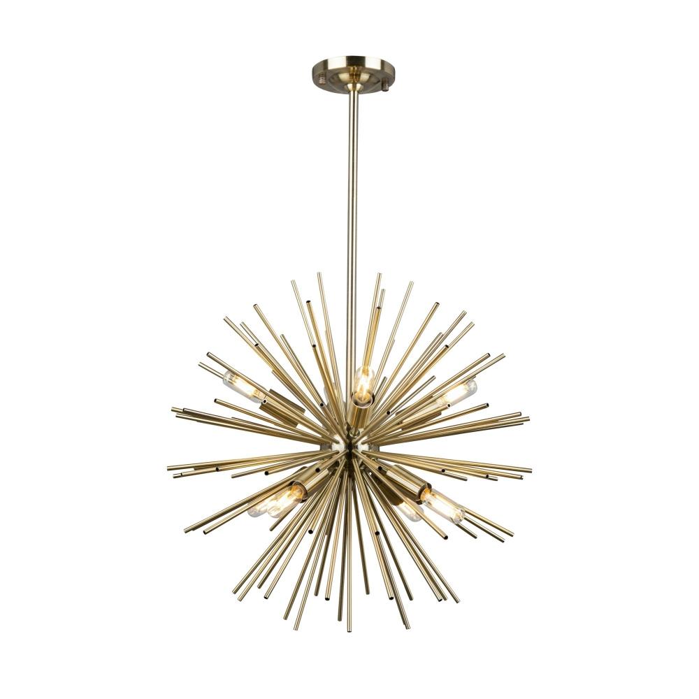 Sunburst  8 Light Chandelier (Satin Brass)