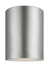 Visual Comfort & Co. Studio Collection 7813801-753 - Outdoor Cylinders transitional 1-light outdoor exterior ceiling flush mount in painted brushed nicke