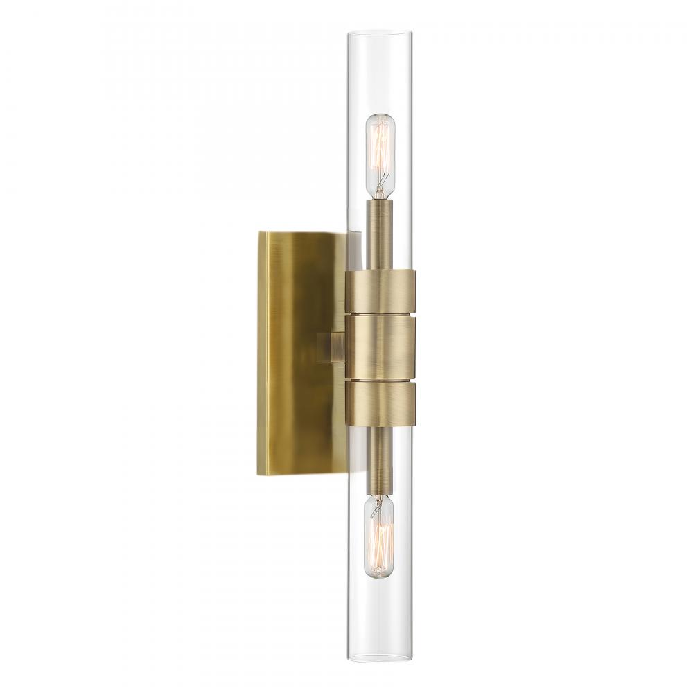 Rohe 20'' High 2-Light Sconce - Aged Brass