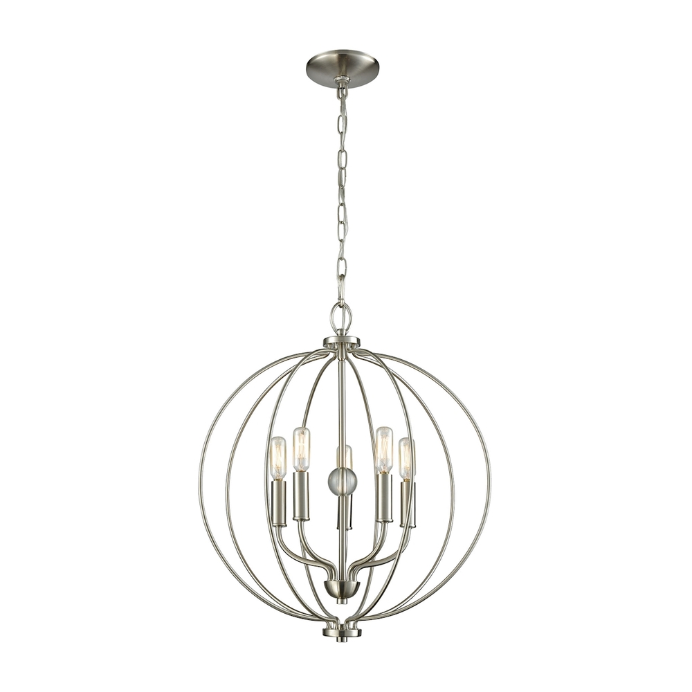 Thomas - Williamsport 19'' Wide 5-Light Chandelier - Brushed Nickel