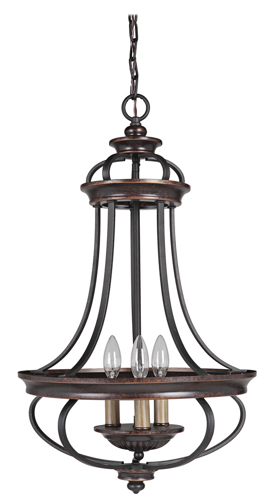 Stafford 3 Light Foyer in Aged Bronze/Textured Black