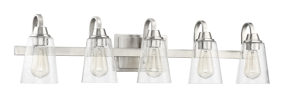 Grace 5 Light Vanity in Brushed Polished Nickel (Clear Seeded Glass)