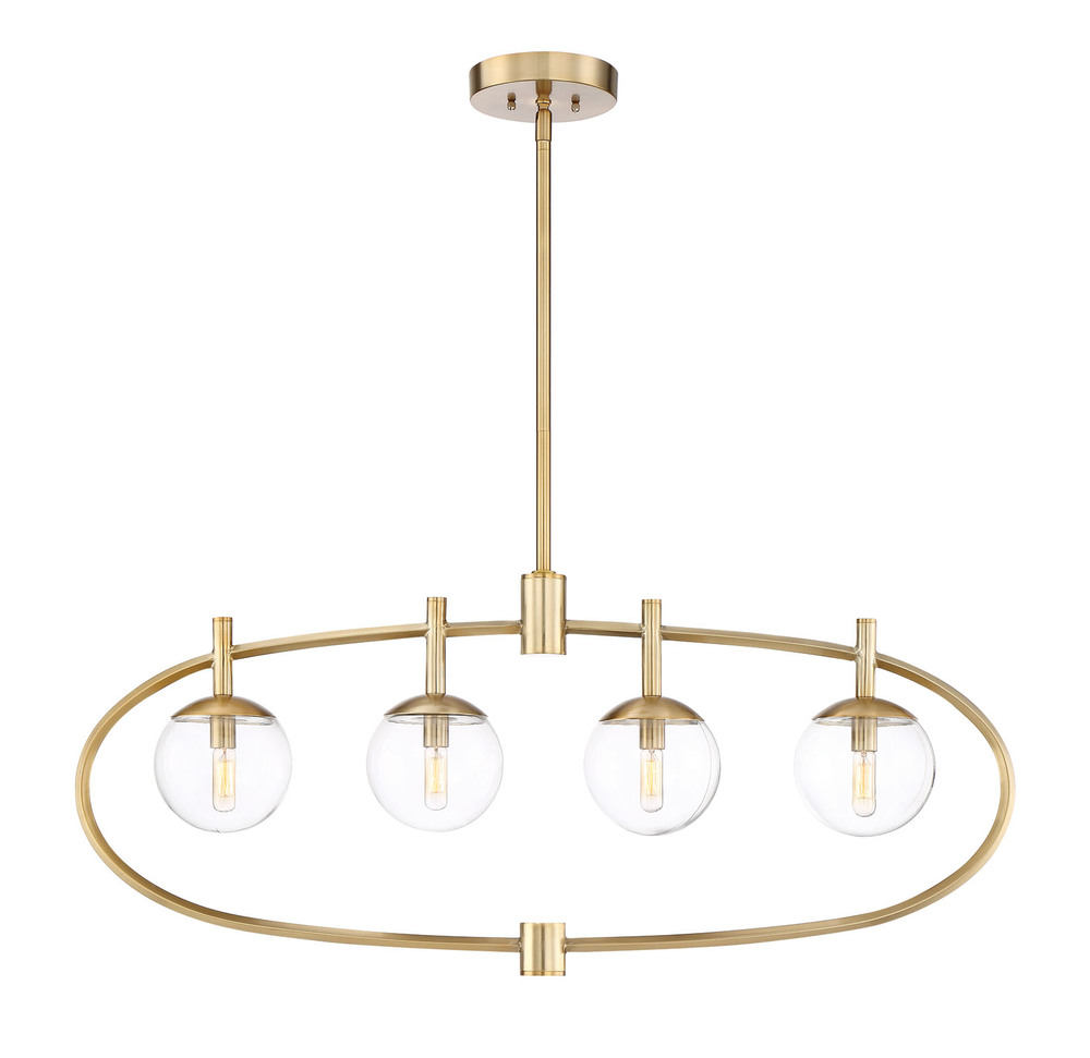 Piltz 4 Light Island in Satin Brass