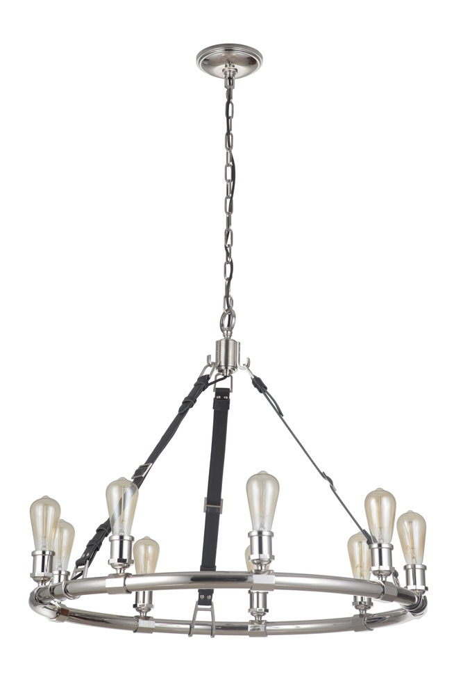 Huxley 9 Light Chandelier in Polished Nickel