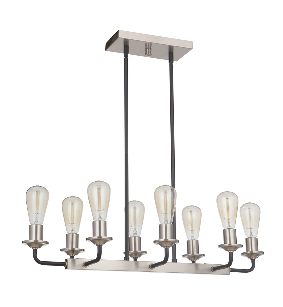 Randolph 8 Light Island in Flat Black/Brushed Polished Nickel