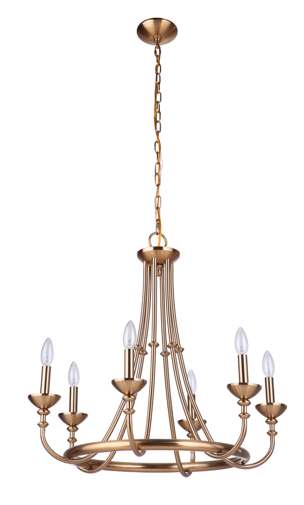 Marlowe 6 Light Chandelier in Satin Brass