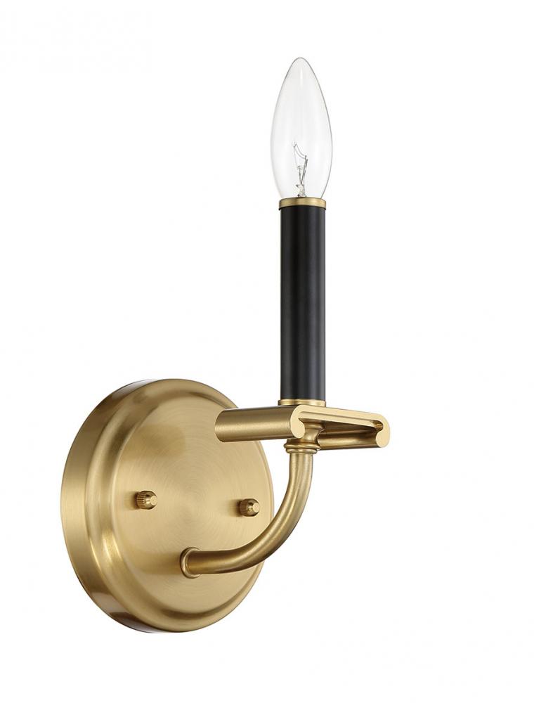 Stanza 1 Light Wall Sconce in Flat Black/Satin Brass