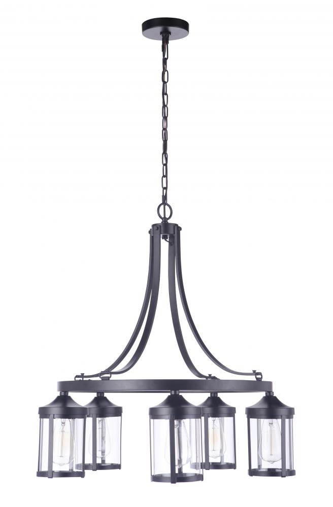 Elliot 5 Light Chandelier in Flat Black